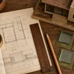 Orientation maison SUD pour chambres : boussole et plan, échantillons vitres