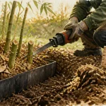 Produit pour tuer des bambous : coupe des chaumes et barrière anti-rhizome en jardin