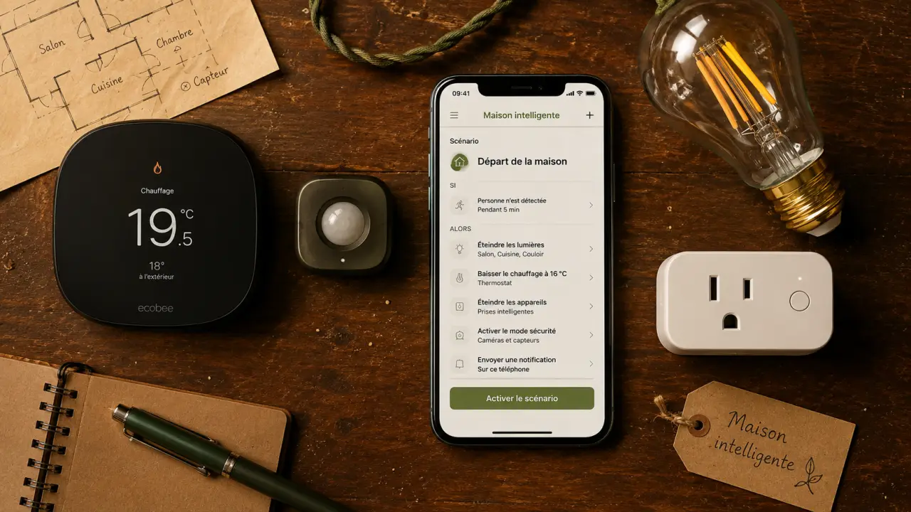 Domotique exemple : scénarios maison connectée thermostat détecteur ampoule prise