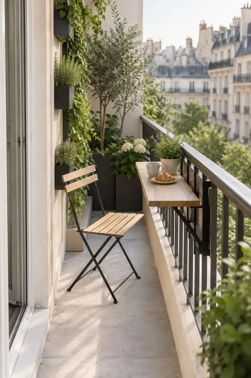 Aménager son balcon avec un coin repas compact et une circulation préservée