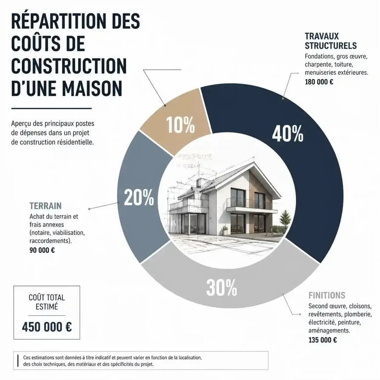 Répartition budgétaire du coût construction maison