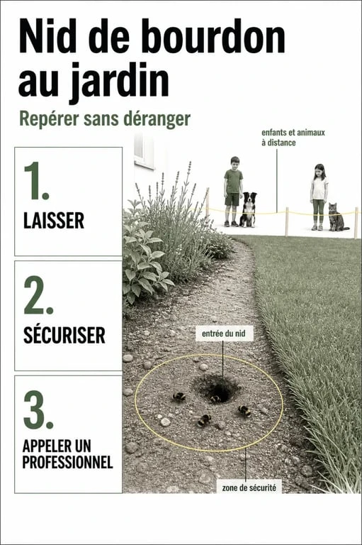Nid de bourdon dans la terre : zone de sécurité et options à envisager