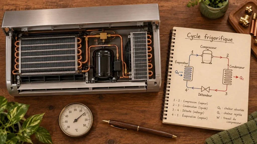 Le climatiseur évacue la chaleur, étape par étape