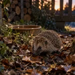 Herisson dans le jardin : hérisson au crépuscule