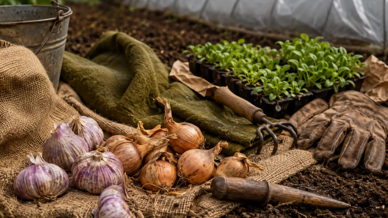Que planter en octobre au potager : ail et mâche au potager