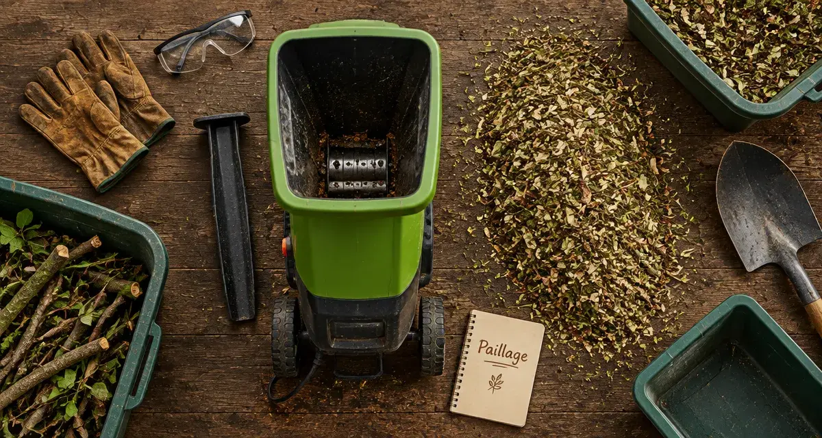 Broyeur a vegetaux électrique ou thermique pour branches et paillage