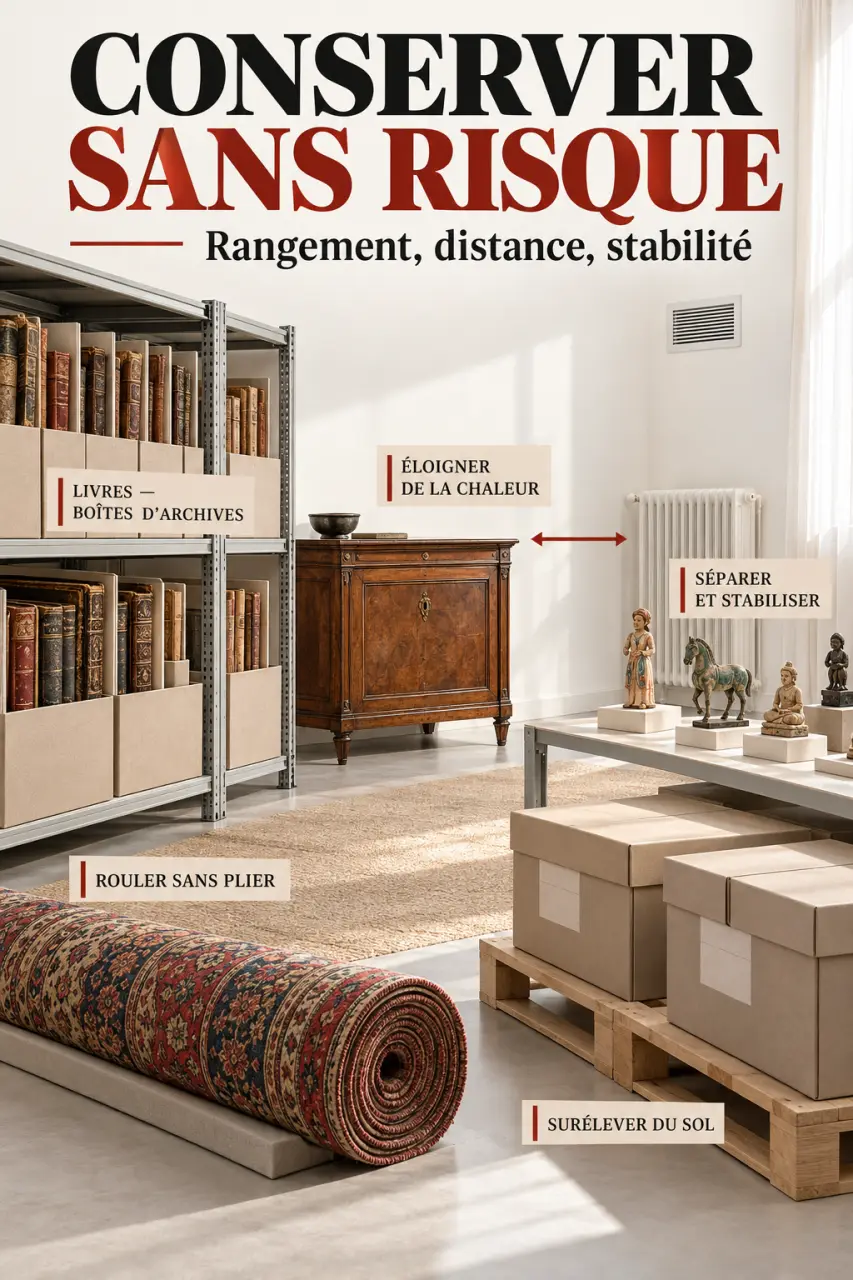 Rangement adapté pour protéger des objets de collection et antiquités contre l’humidité et la lumière