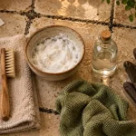 Nettoyage de joint de carrelage : brosses, bicarbonate et eau-vinaigre sur carrelage