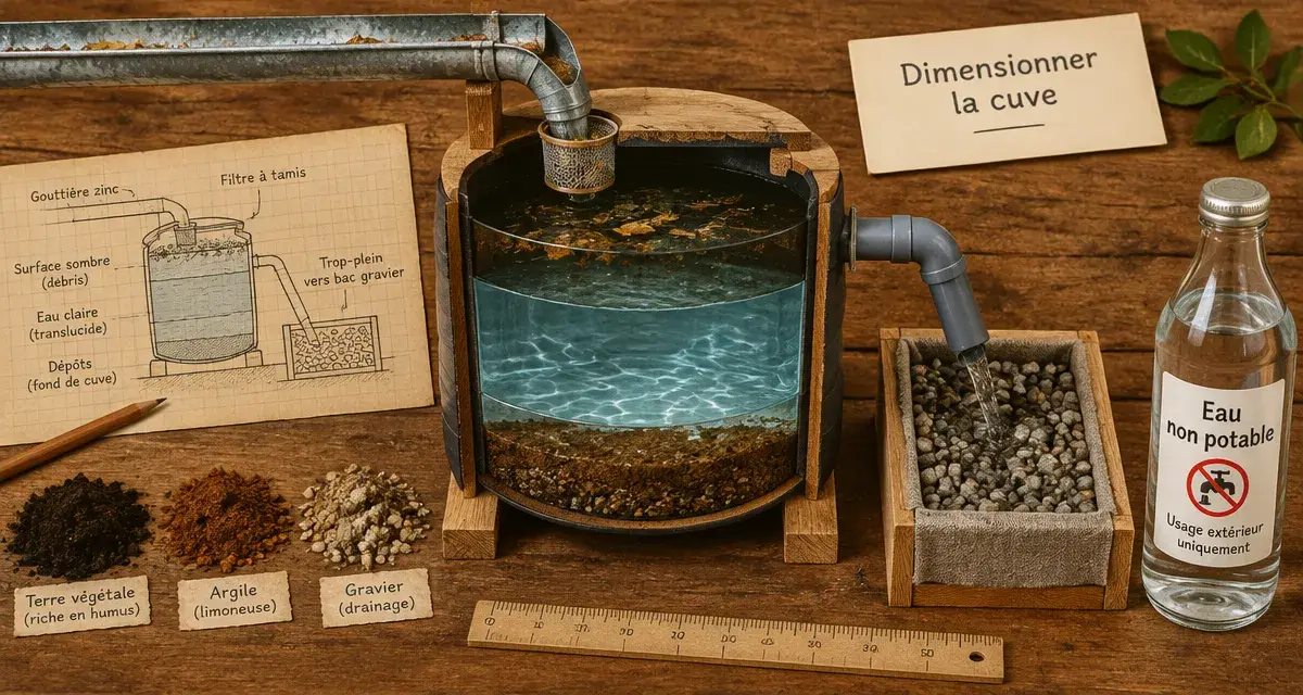 Récupérateur eau de pluie : dimensionner la cuve (filtre et débit)